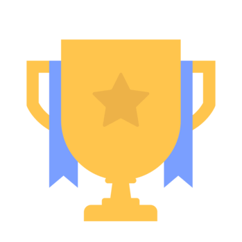 Trophy with a star and blue ribbon