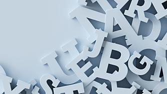 White 3D letters scattered