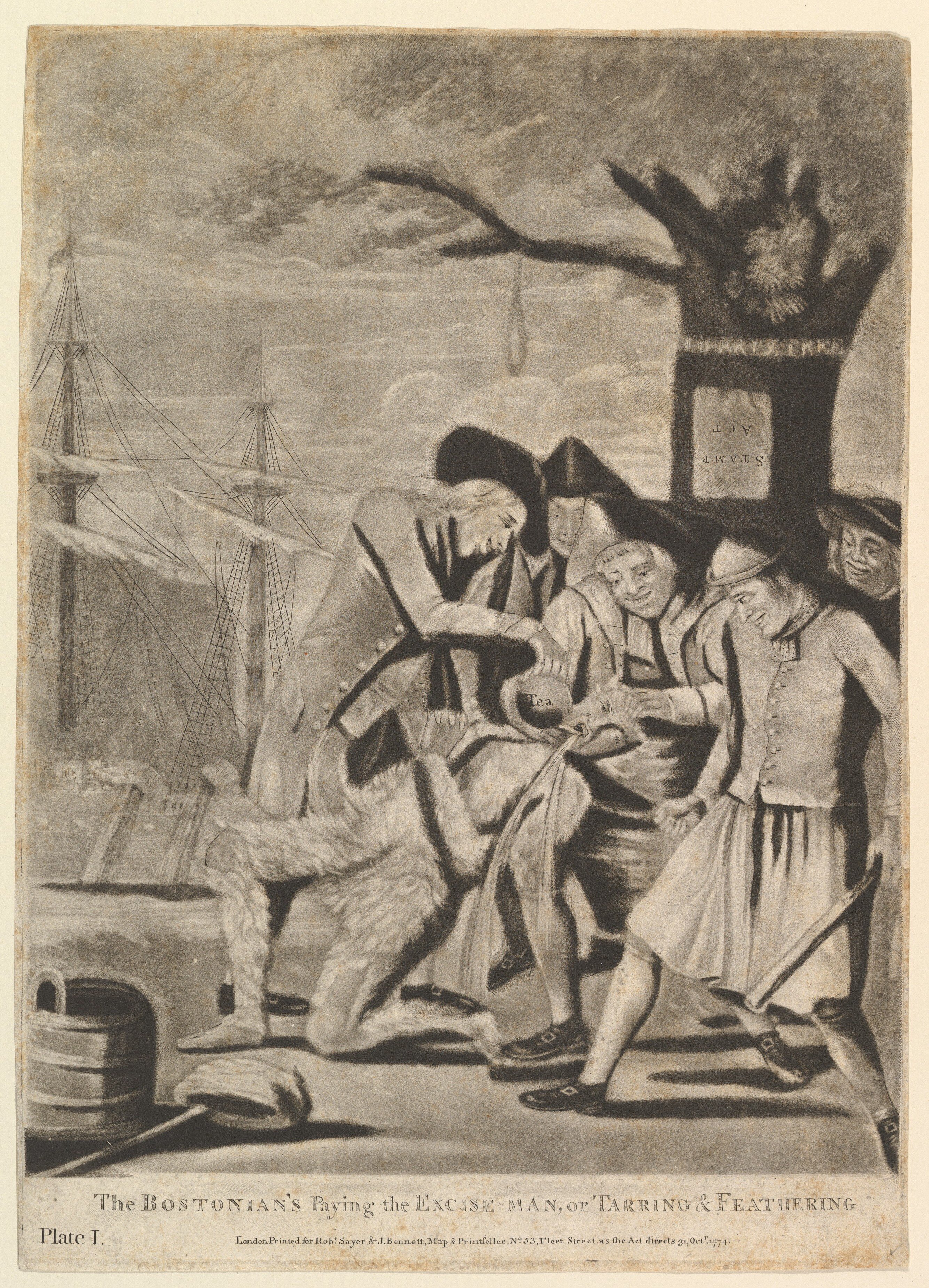18th century Bostonians tarring and feathering 