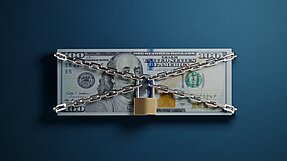 Hundred dollar bills with padlock